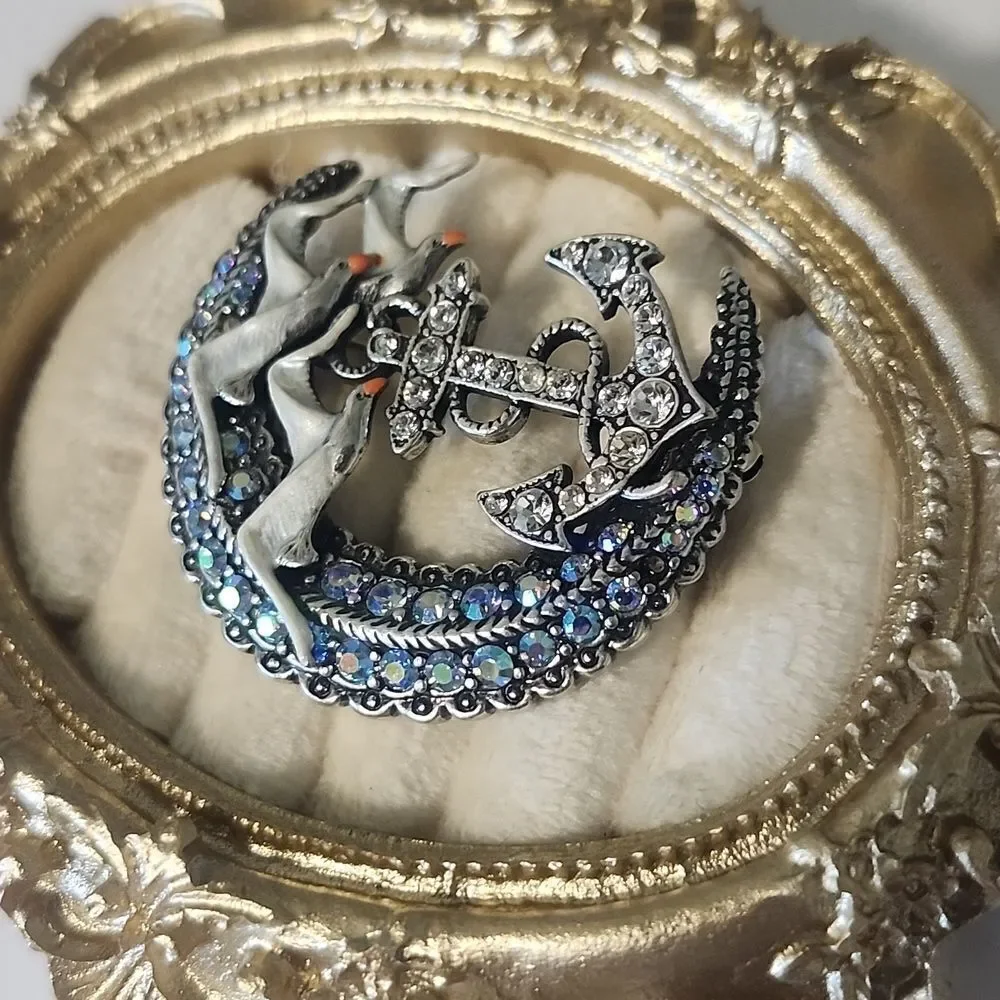 Kirks Folly Ship to Shore Nautical Brooch Pin ST Vintage Made in USA